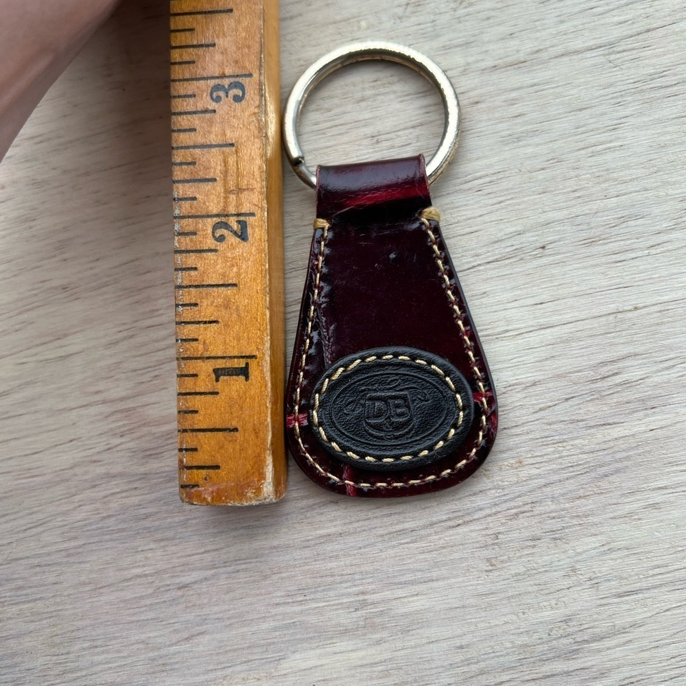 Vintage Dooney & Bourke Croc All Weather Leather Key Fob Keychain Ring Brown Red - Picture 10 of 11